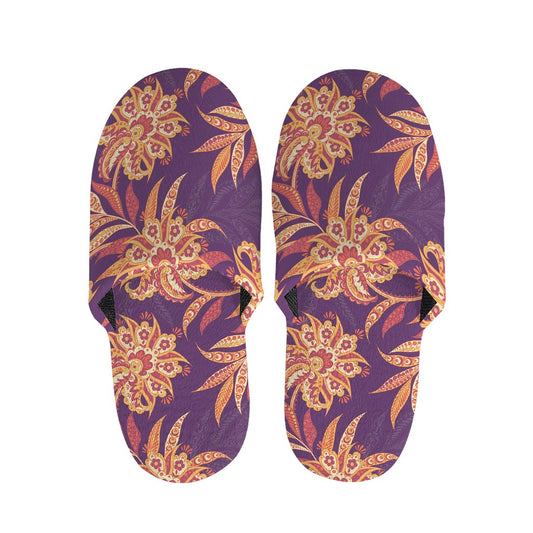 Tangerine Floral Bohemian Pattern Print Slippers