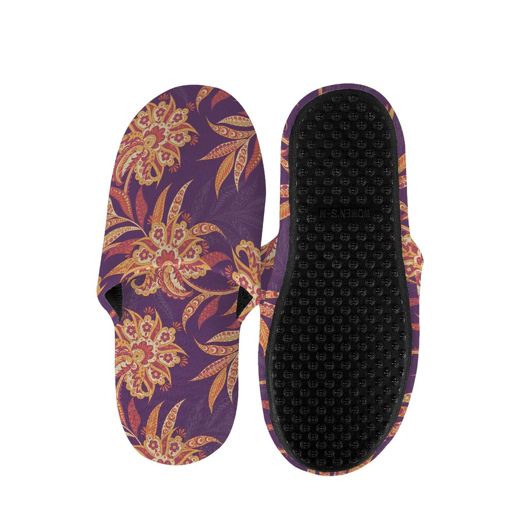Tangerine Floral Bohemian Pattern Print Slippers