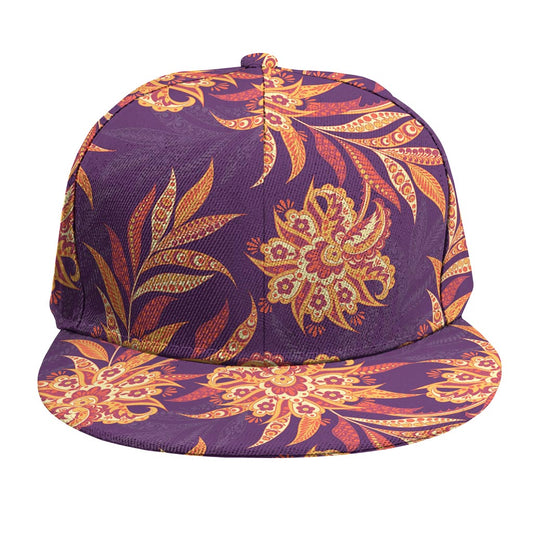 Tangerine Floral Bohemian Pattern Print Snapback Cap