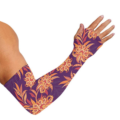 Tangerine Floral Bohemian Pattern Print Sun Protection Arm Sleeves