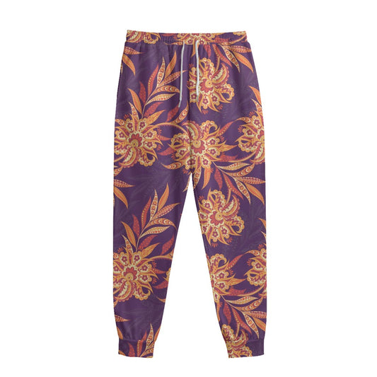 Tangerine Floral Bohemian Pattern Print Sweatpants