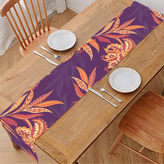 Tangerine Floral Bohemian Pattern Print Table Runner