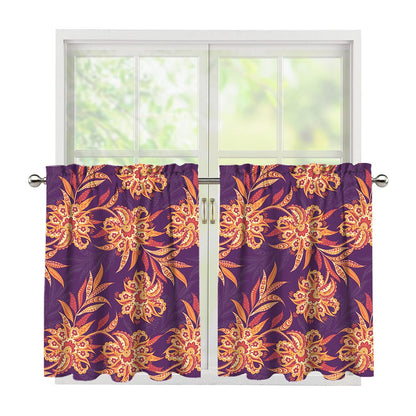 Tangerine Floral Bohemian Pattern Print Tier Curtains