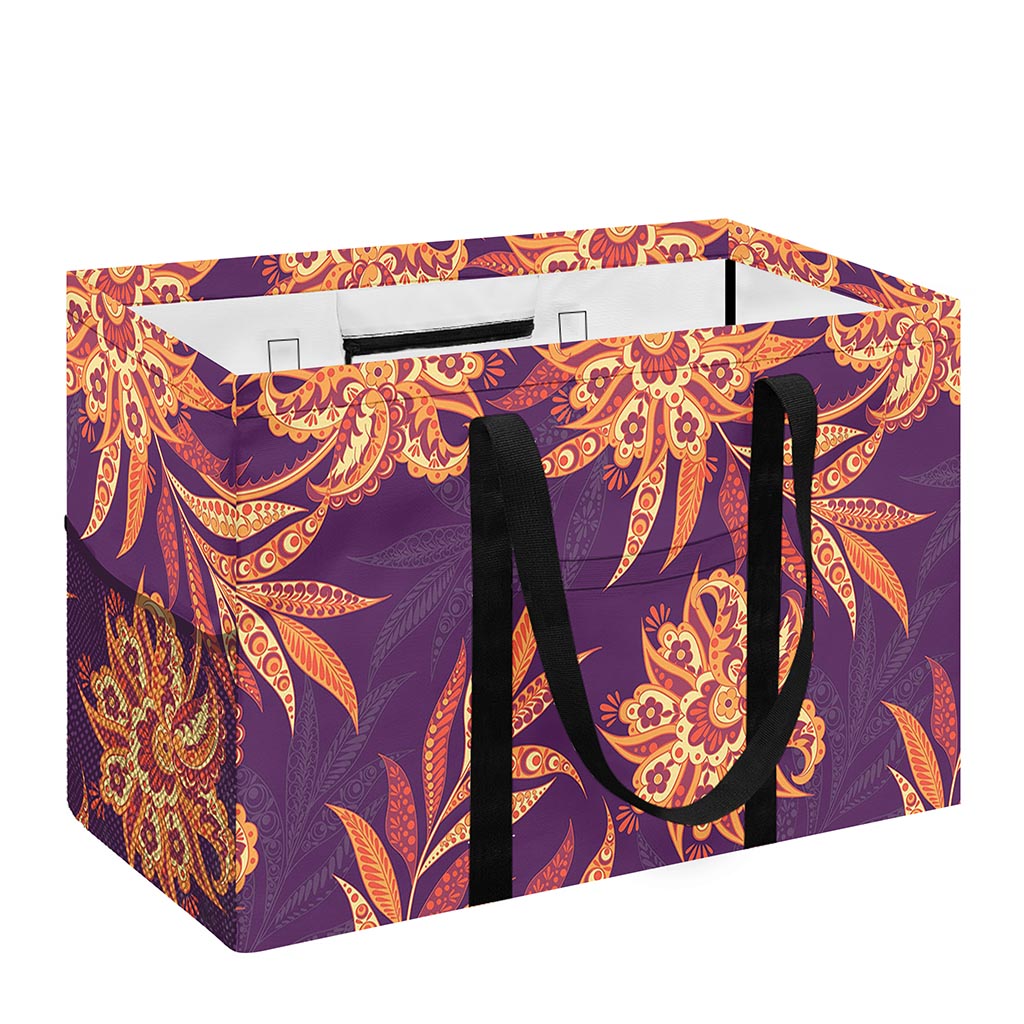 Tangerine Floral Bohemian Pattern Print Utility Tote Bag