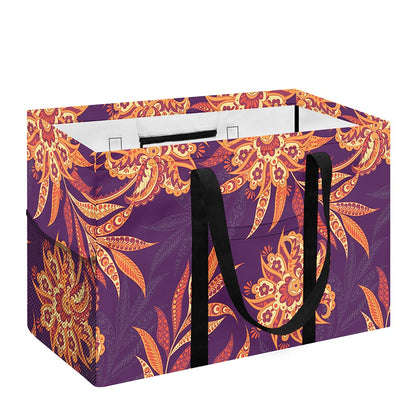 Tangerine Floral Bohemian Pattern Print Utility Tote Bag