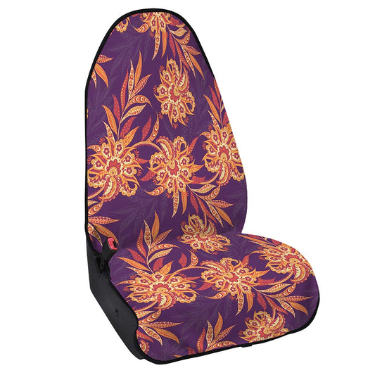 Tangerine Floral Bohemian Pattern Print Waterproof Car Seat Cover