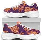 Tangerine Floral Bohemian Pattern Print White Chunky Shoes