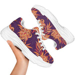 Tangerine Floral Bohemian Pattern Print White Chunky Shoes