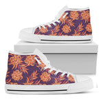 Tangerine Floral Bohemian Pattern Print White High Top Sneakers