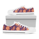 Tangerine Floral Bohemian Pattern Print White Low Top Sneakers