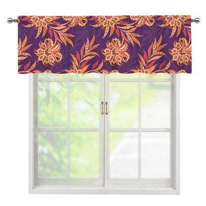 Tangerine Floral Bohemian Pattern Print Window Valance