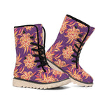 Tangerine Floral Bohemian Pattern Print Winter Boots