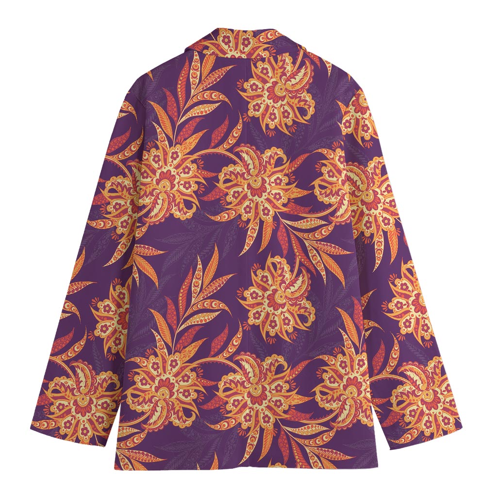 Tangerine Floral Bohemian Pattern Print Women's Blazer