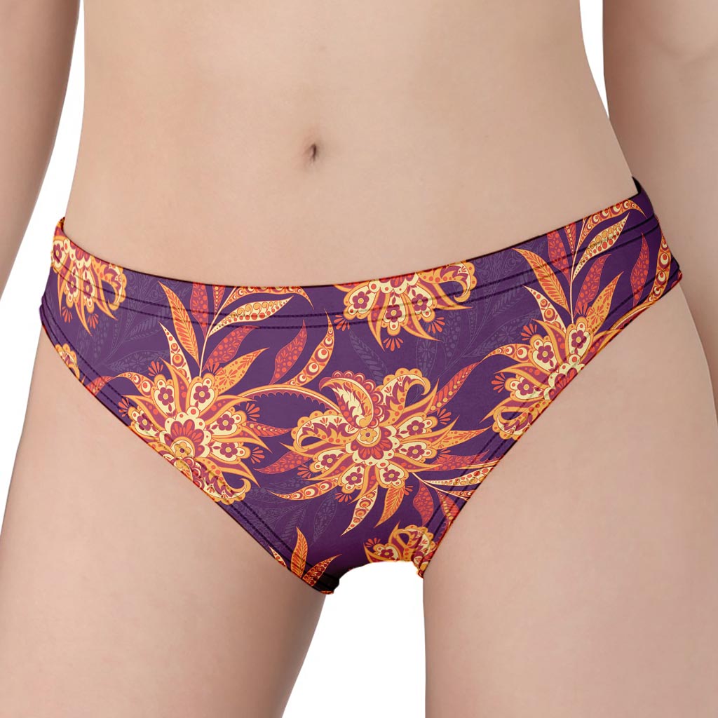 Tangerine Floral Bohemian Pattern Print Women's Panties
