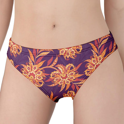 Tangerine Floral Bohemian Pattern Print Women's Panties