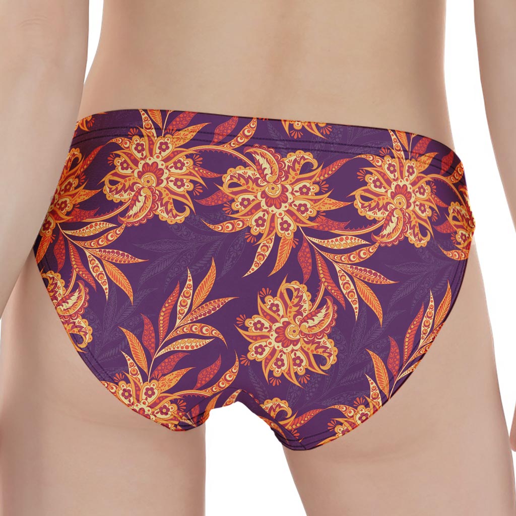 Tangerine Floral Bohemian Pattern Print Women's Panties