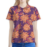 Tangerine Floral Bohemian Pattern Print Women's Polo Shirt