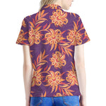 Tangerine Floral Bohemian Pattern Print Women's Polo Shirt