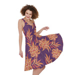 Tangerine Floral Bohemian Pattern Print Women's Sleeveless Dress