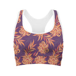 Tangerine Floral Bohemian Pattern Print Women's Sports Bra
