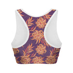 Tangerine Floral Bohemian Pattern Print Women's Sports Bra