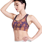 Tangerine Floral Bohemian Pattern Print Women's Sports Bra