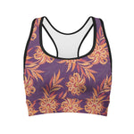 Tangerine Floral Bohemian Pattern Print Women's Sports Bra