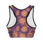 Tangerine Floral Bohemian Pattern Print Women's Sports Bra