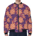 Tangerine Floral Bohemian Pattern Print Zip Sleeve Bomber Jacket