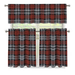 Tartan Knitted Pattern Print 3 Piece Kitchen Curtains