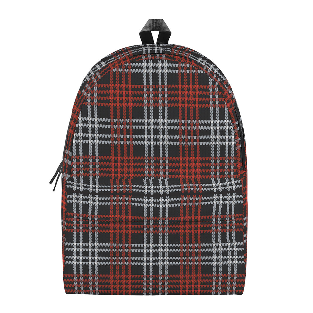 Tartan Knitted Pattern Print Backpack