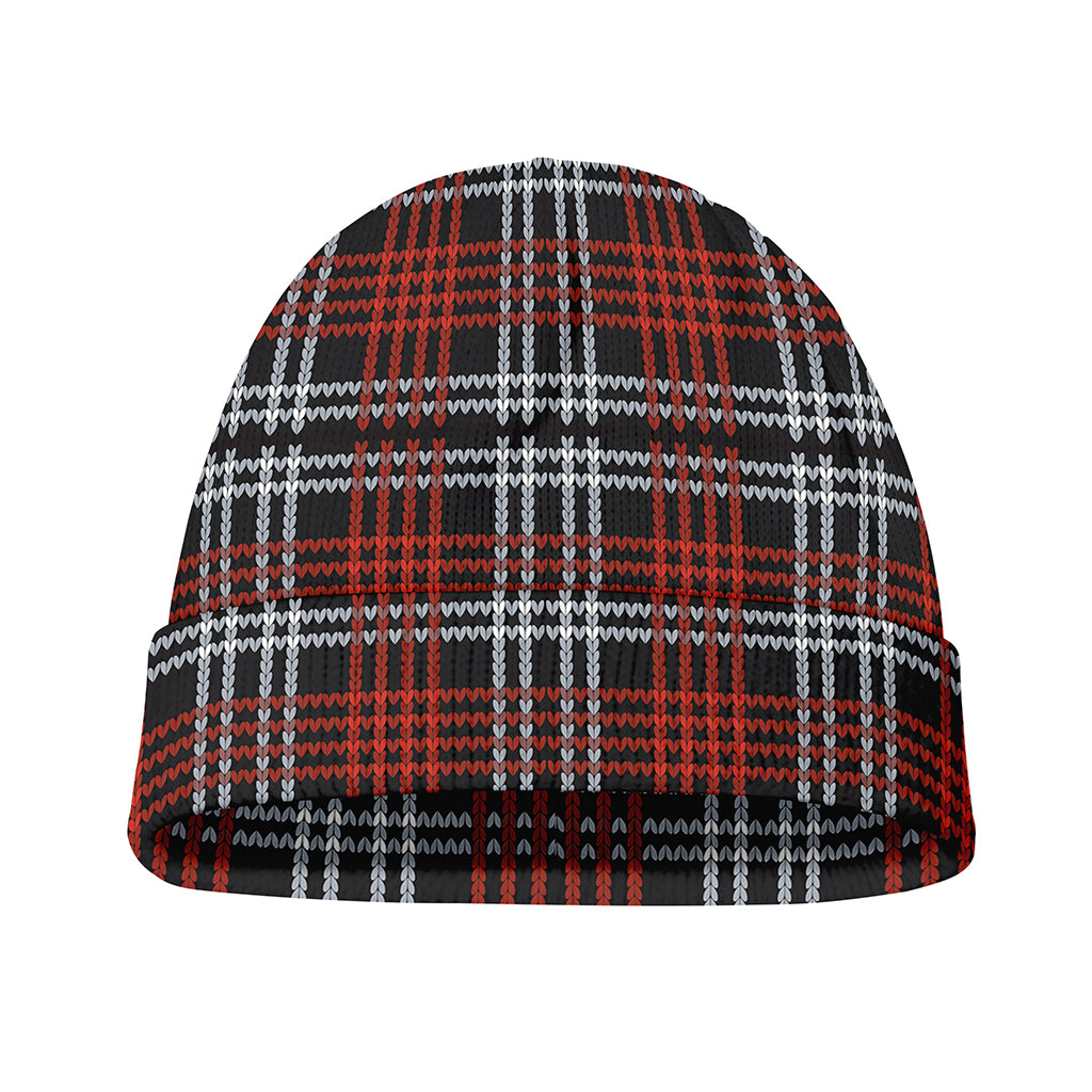 Tartan Knitted Pattern Print Beanie