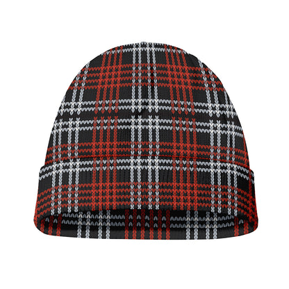 Tartan Knitted Pattern Print Beanie