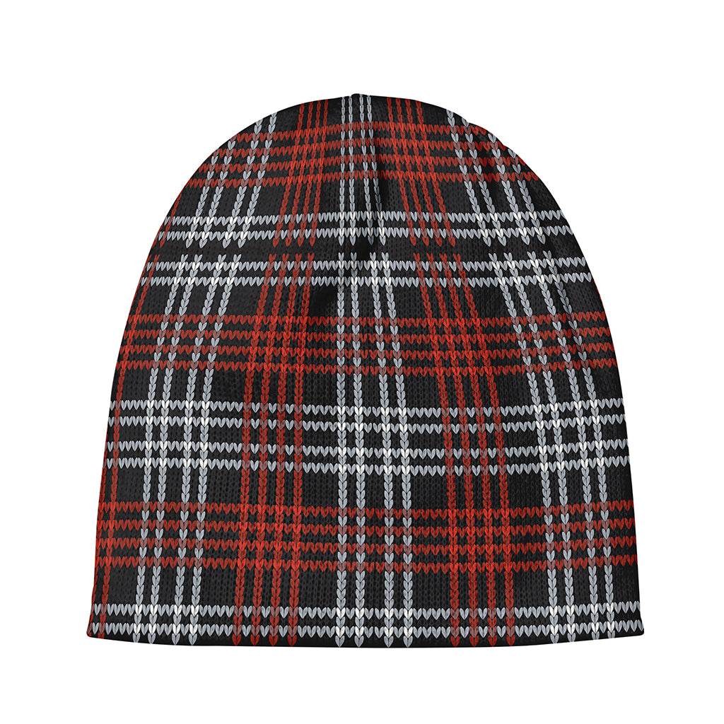 Tartan Knitted Pattern Print Beanie