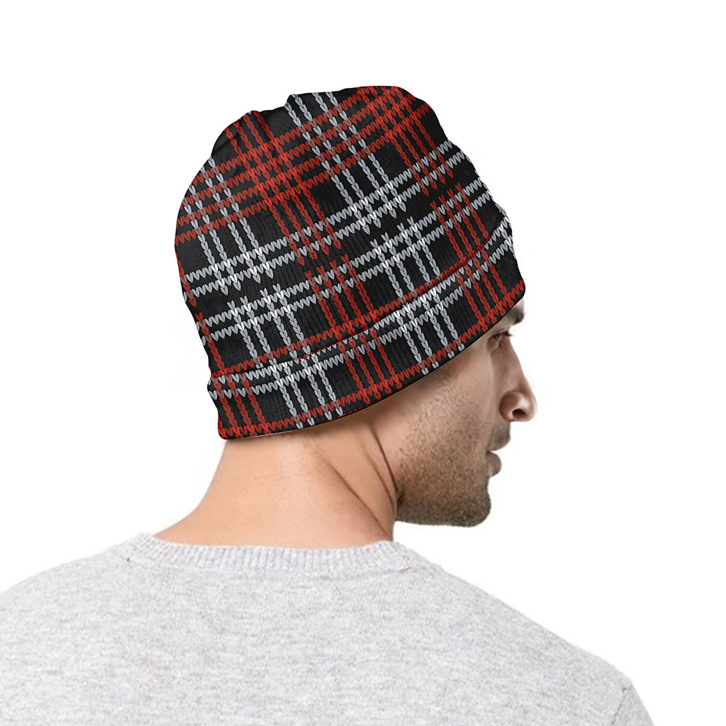 Tartan Knitted Pattern Print Beanie