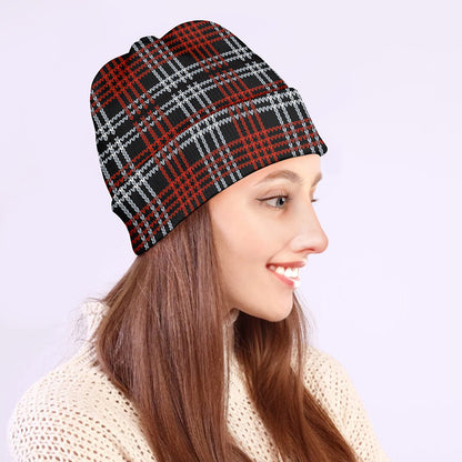 Tartan Knitted Pattern Print Beanie