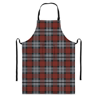Tartan Knitted Pattern Print Bib Apron With Pocket