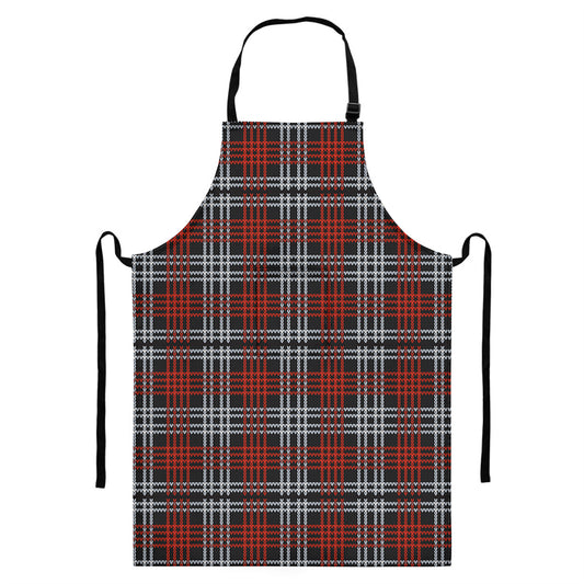 Tartan Knitted Pattern Print Bib Apron With Pocket