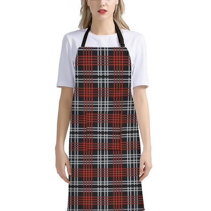 Tartan Knitted Pattern Print Bib Apron With Pocket