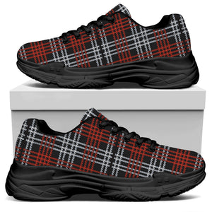 Tartan Knitted Pattern Print Black Chunky Shoes