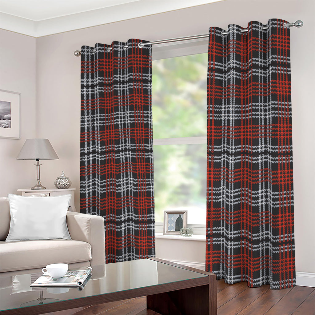 Tartan Knitted Pattern Print Blackout Grommet Curtains