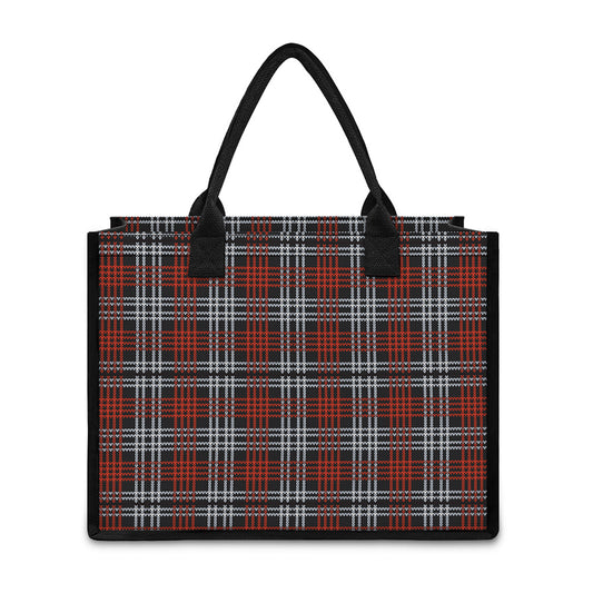 Tartan Knitted Pattern Print Canvas Tote Bag