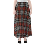 Tartan Knitted Pattern Print Chiffon Maxi Skirt