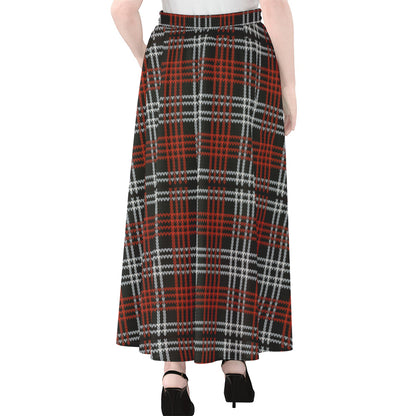 Tartan Knitted Pattern Print Chiffon Maxi Skirt