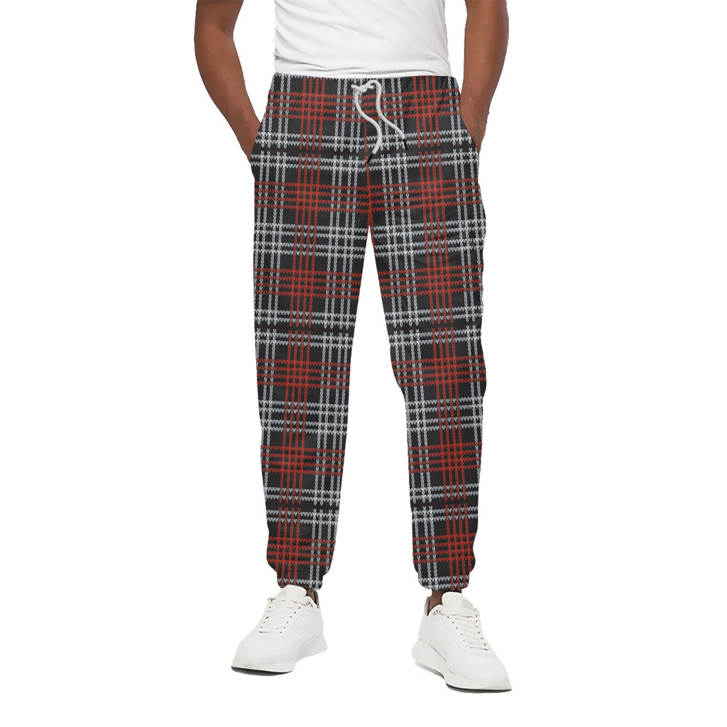 Tartan Knitted Pattern Print Cotton Pants