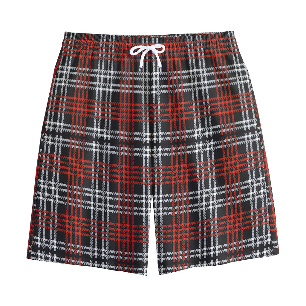 Tartan Knitted Pattern Print Cotton Shorts