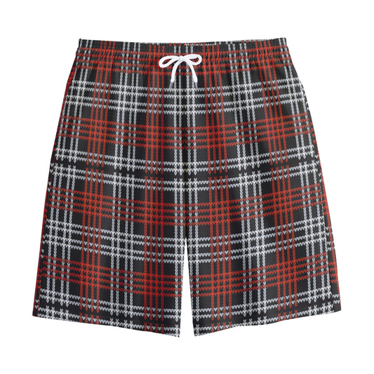 Tartan Knitted Pattern Print Cotton Shorts