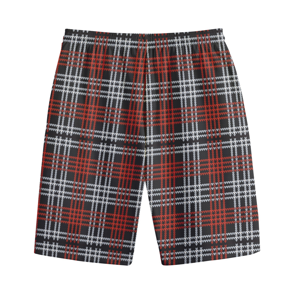 Tartan Knitted Pattern Print Cotton Shorts