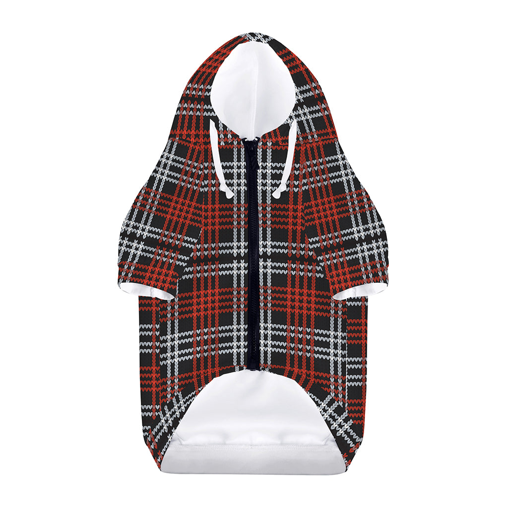 Tartan Knitted Pattern Print Dog Zip Up Hoodie