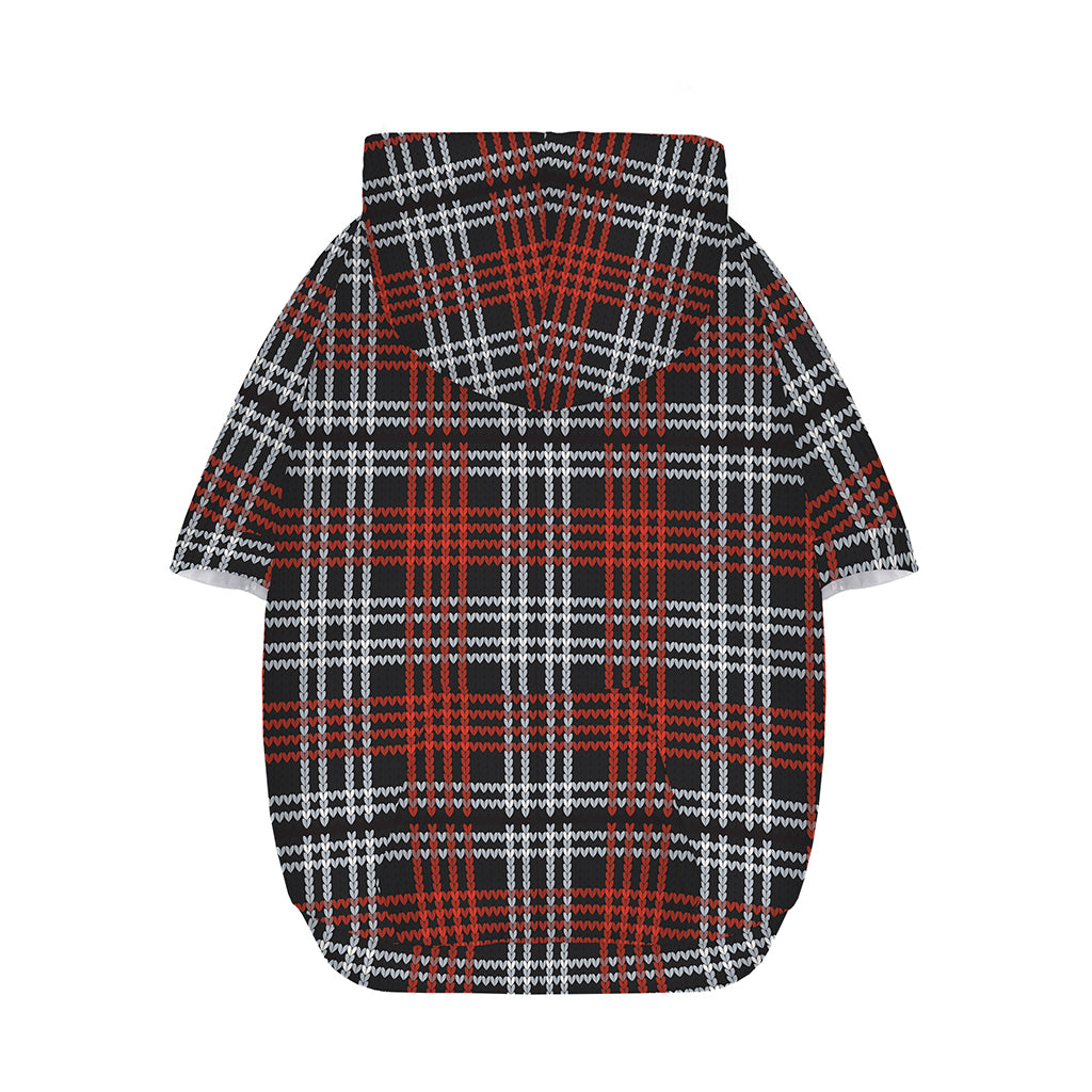 Tartan Knitted Pattern Print Dog Zip Up Hoodie